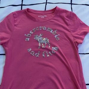 Abercrombie kids pink glitter tee